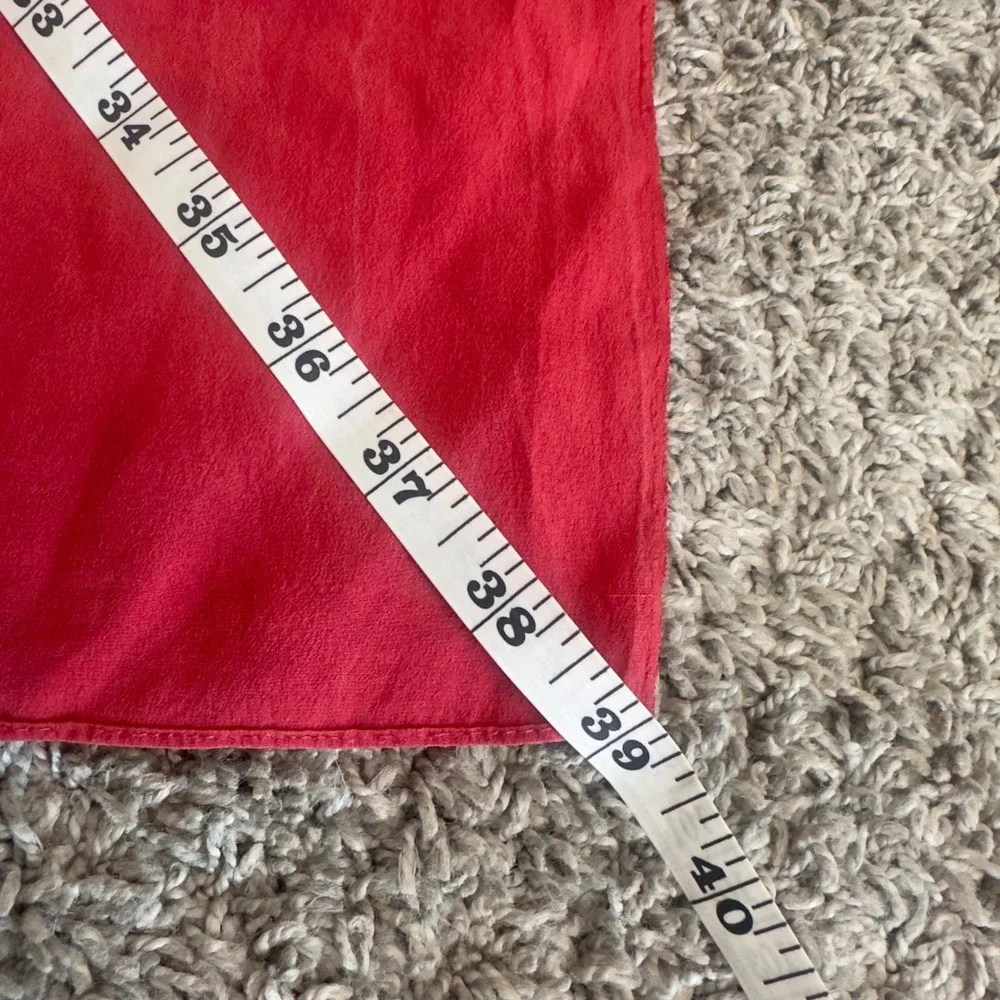 Vintage Red Silk Shibori Floral Square Scarf 27x27 Hand Dyed Style